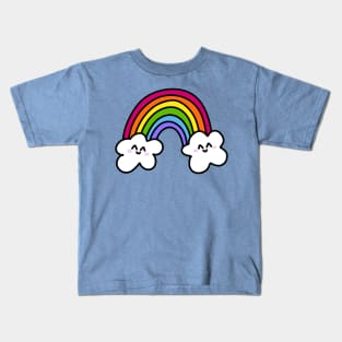 Cute Rainbow Doodle with Smiling Clouds, made by EndlessEmporium Kids T-Shirt